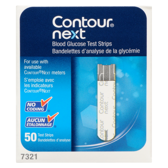 Bandelettes de test de glycémie Contour Next 50 bandelettes de test