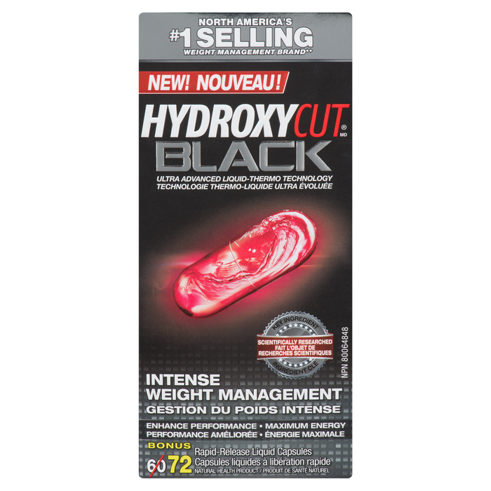 Hydroxycut Black Intense Weight Management 72 gélules liquides à libération rapide