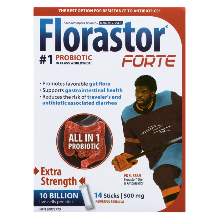 Florastor Forte Probiotique tout en 1 Extra Fort 500 mg 14 Bâtonnets