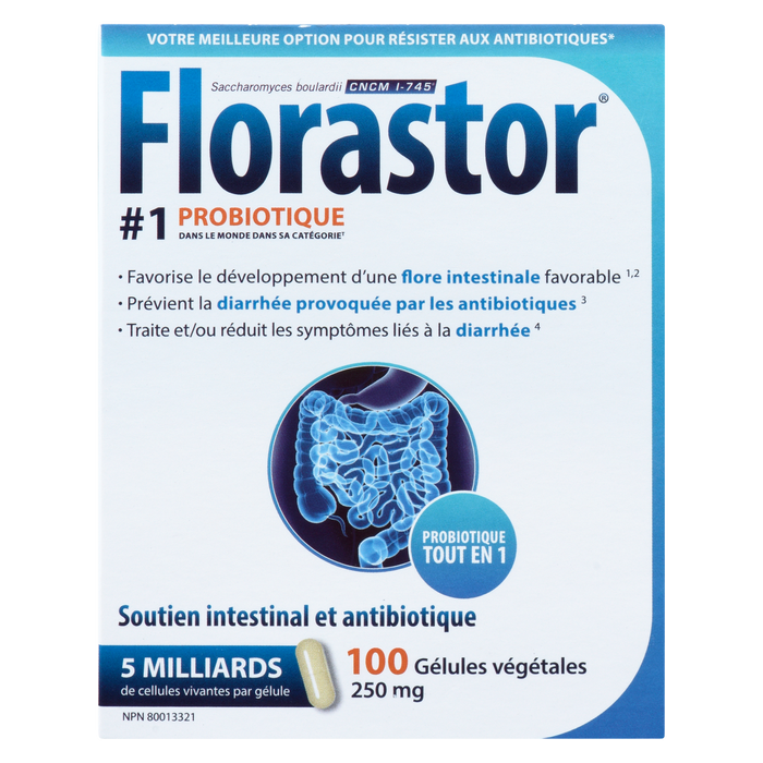 Florastor Soutien intestinal et antibiotique 250 mg 100 gélules végétariennes