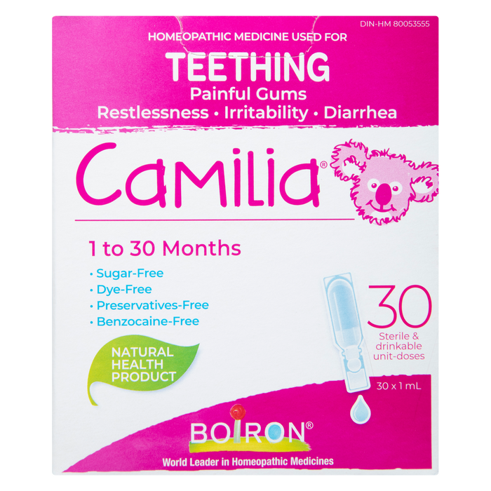 Boiron Camilia Gencives Douloureuses Poussées Dentaires 1 à 30 Mois 30 Unidoses Stériles Buvables x 1 ml