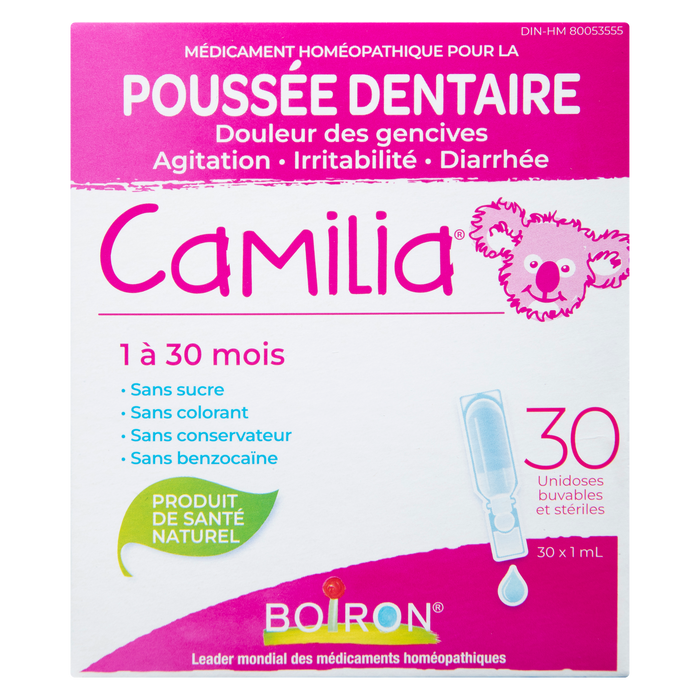 Boiron Camilia Gencives Douloureuses Poussées Dentaires 1 à 30 Mois 30 Unidoses Stériles Buvables x 1 ml