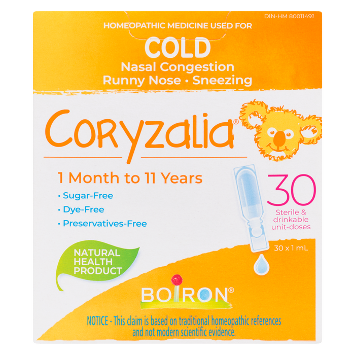 Boiron Coryzalia Cold 1 Month to 11 Years 30 Sterile & Drinkable Unit-Doses x 1 ml