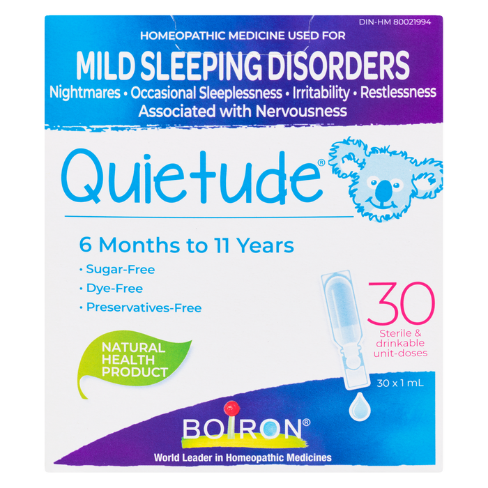 Boiron Quietude Mild Sleeping Disorders 6 Months to 11 Years 30 Sterile & Drinkable Unit-Doses x 1 ml