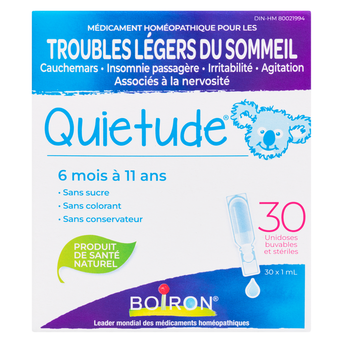 Boiron Quiétude Troubles du Sommeil Légers 6 Mois à 11 Ans 30 Unidoses Stériles Buvables x 1 ml