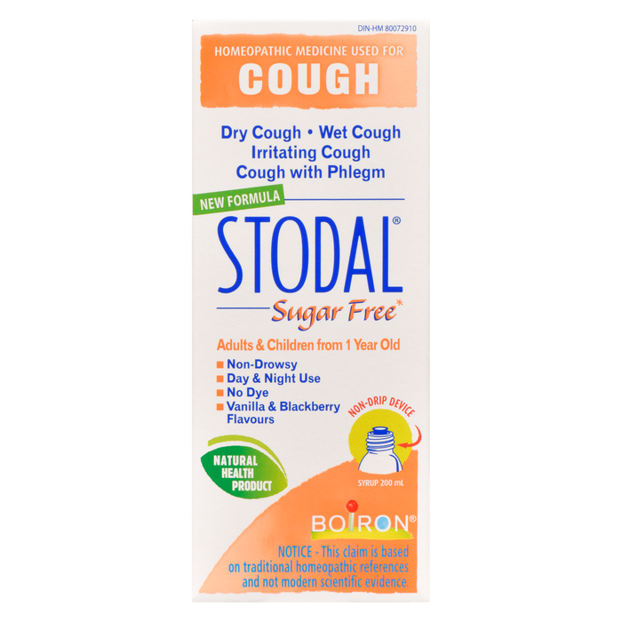 Boiron Stodal Syrup Sugar Free Adults & Children from 1 Year Old 200 ml