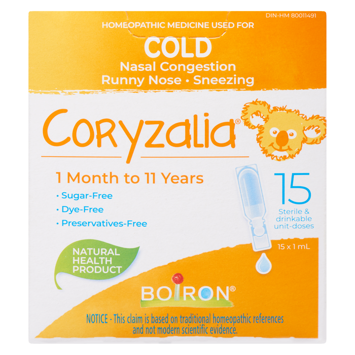 Boiron Coryzalia Cold 1 Month to 11 Years 15 Sterile & Drinkable Unit-Doses x 1 ml