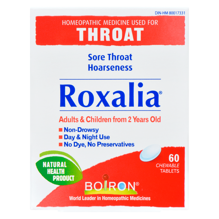 Boiron Roxalia Throat Adults & Children from 2 Years Old 60 Chewable Tablets