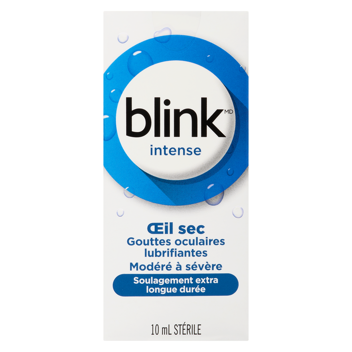 Collyre lubrifiant Blink pour sécheresse oculaire modérée à sévère, stérile, 10 ml