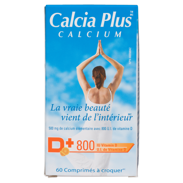 Calcia Plus Calcium D+ 800 UI Vitamine D 60 comprimés à mâcher