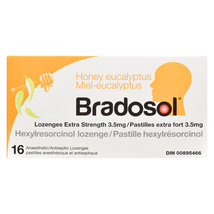 Bradosol Honey Eucalyptus Lozenges Extra Strength 3.5 mg 16 Anaesthetic Antiseptic Lozenges