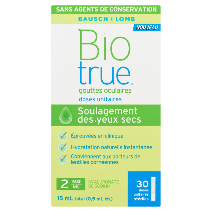 Bausch + Lomb Bio True Collyre unidose 30 unités stériles unidose 15 ml