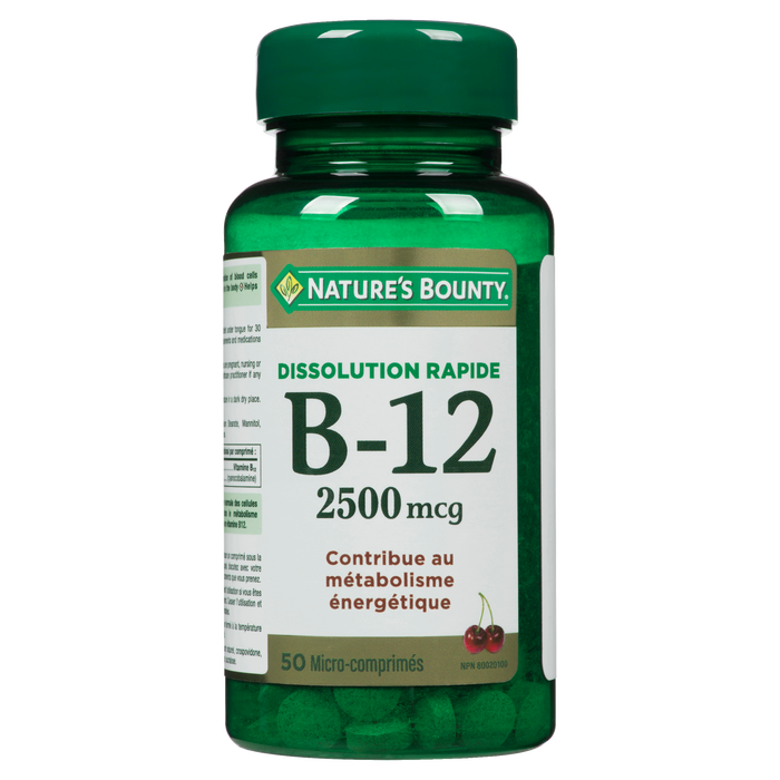 Nature's Bounty B-12 à dissolution rapide 2500 mcg 50 microcomprimés