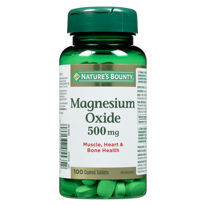 Nature's Bounty Magnesium Oxide 500 mg 100 Coated Tablets