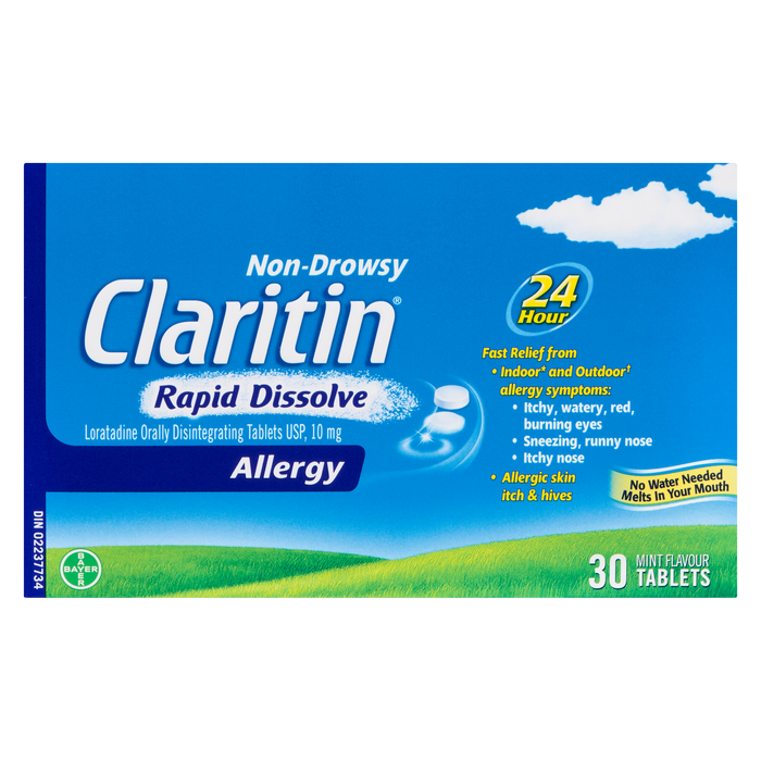 Claritin Allergy Dissolution rapide Saveur Menthe 24 heures 30 comprimés