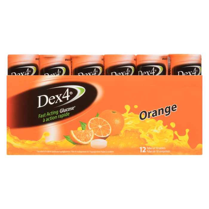 Dex4 Glucose à action rapide Orange 12 tubes de 10 comprimés