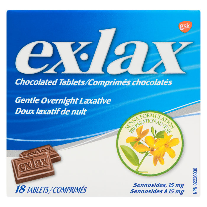 Ex-Lax Gentle Overnight Laxative Chocolated Tablets 18 Tablets