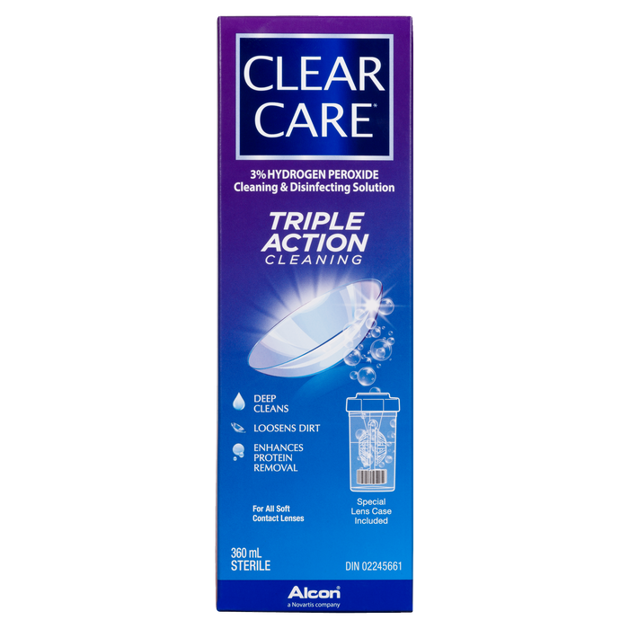 Solution nettoyante et désinfectante Clear Care stérile 360 ​​ml