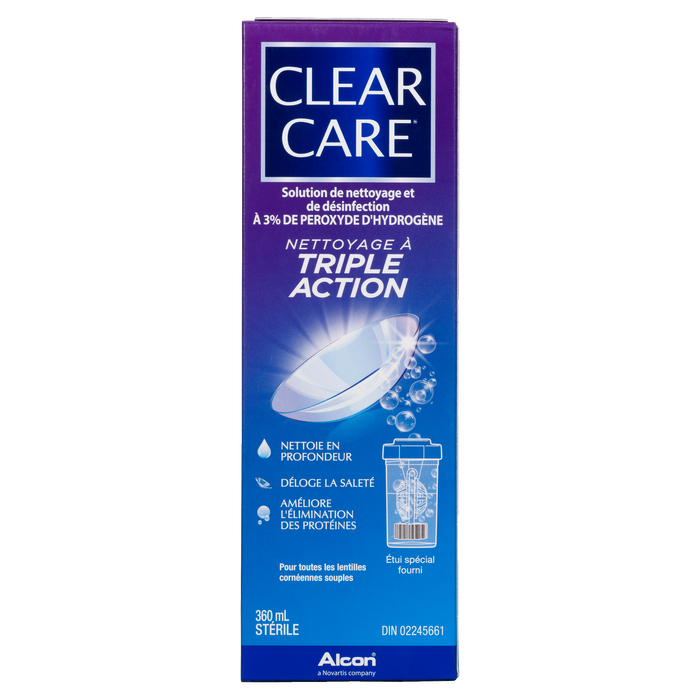 Solution nettoyante et désinfectante Clear Care stérile 360 ​​ml