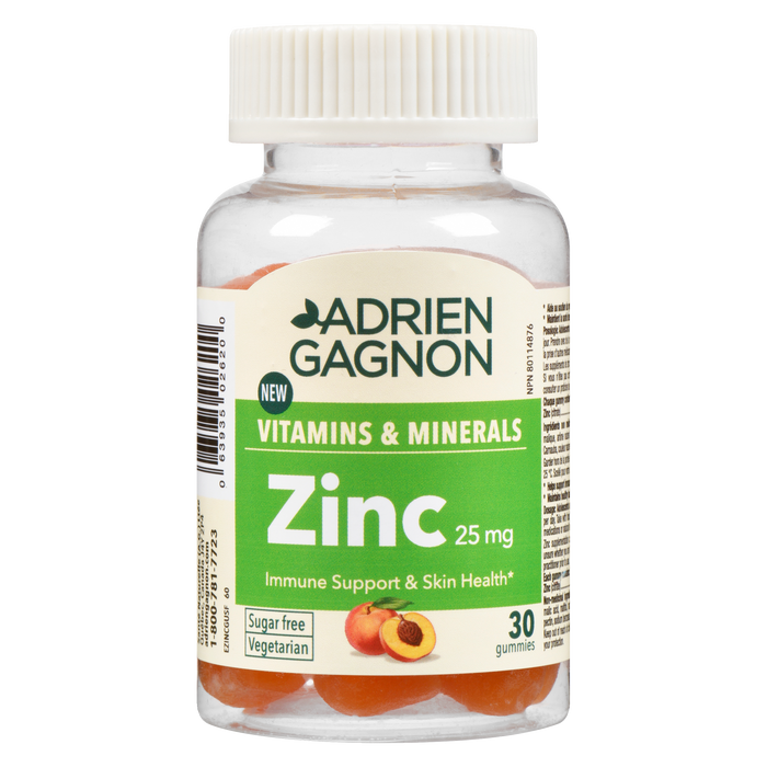 Adrien Gagnon Zinc 25 mg Sans Sucre 30 Gummies