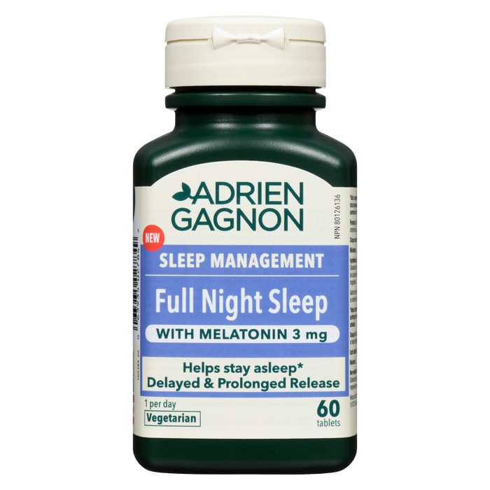 Adrien Gagnon Sleep Management Full Night Sleep with Melatonin 3 mg 60 Tablets