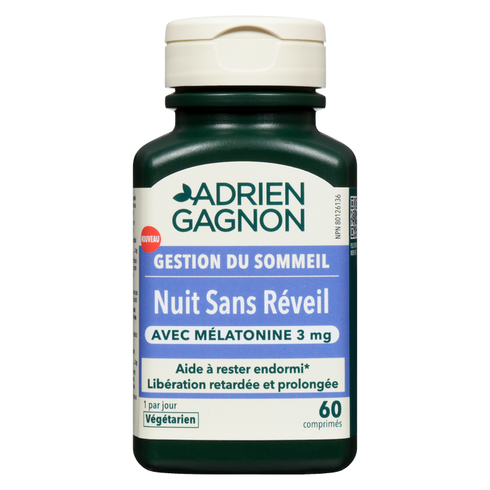 Adrien Gagnon Sleep Management Full Night Sleep with Melatonin 3 mg 60 Tablets