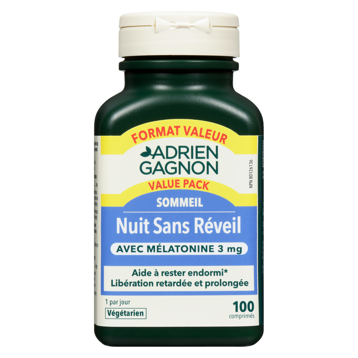 Adrien Gagnon Sleep Full Night Sleep with Melatonin 3 mg Value Pack 100 Tablets