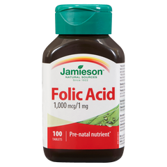 Jamieson Folic Acid 1,000 mcg/1 mg 100 Tablets