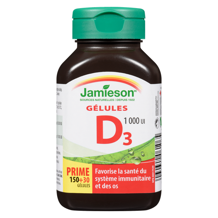 Jamieson Softgels D₃ 1,000 IU Bonus 150+30 Softgels