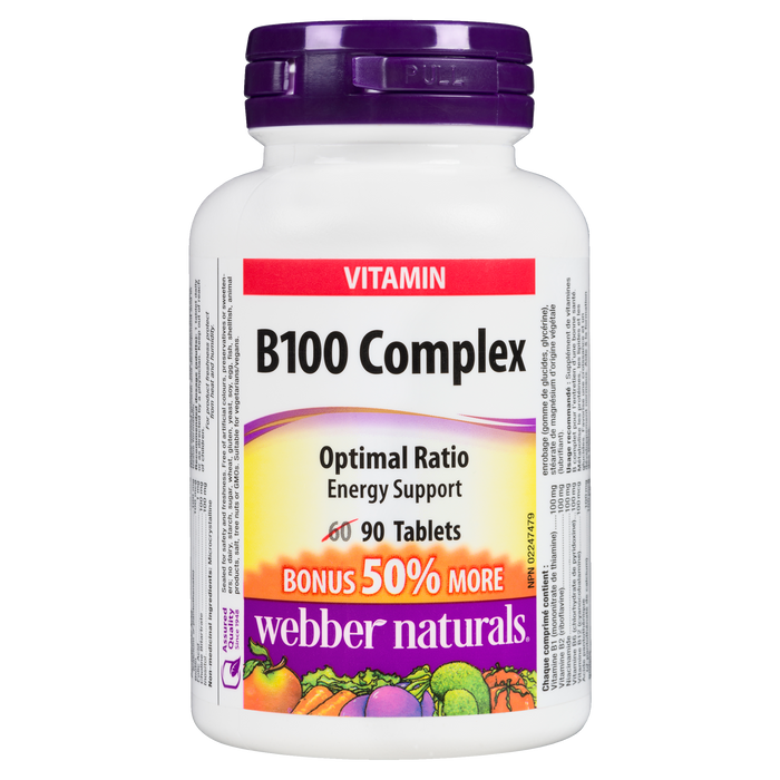 Webber Naturals Vitamin B100 Complex 90 Tablets