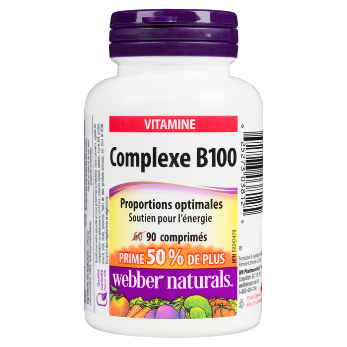 Webber Naturals Vitamin B100 Complex 90 Tablets