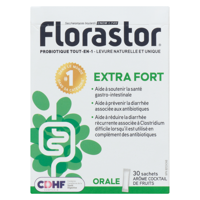 Florastor Probiotique tout-en-un Saveur Punch aux fruits Extra Fort 30 bâtonnets