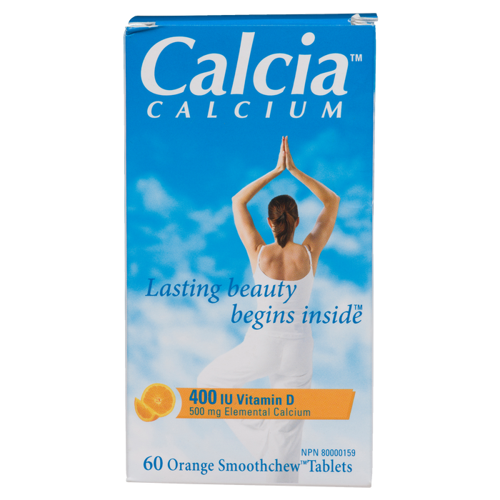 Calcia Calcium 400 UI Vitamine D 60 comprimés Smoothchew à l'orange