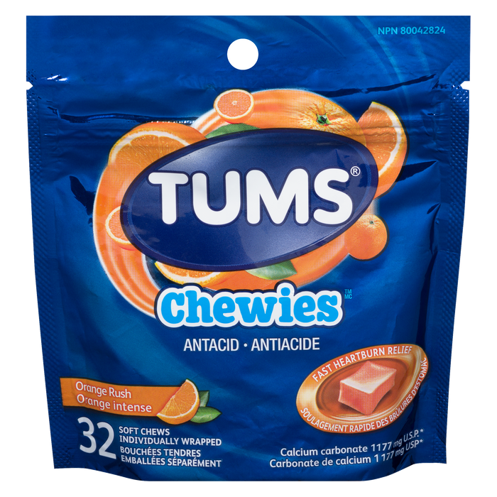 Tums Chewies Antacid Orange Rush