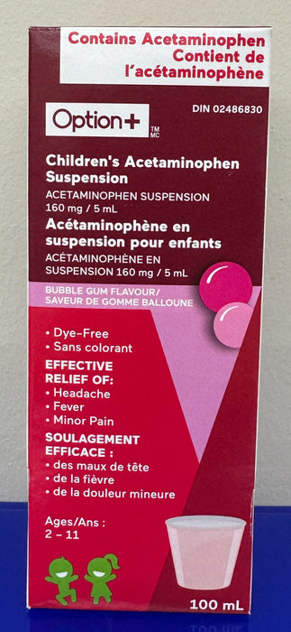 OPTION+ ACETAMINOPHEN CHILDREN BUBBLEGUM 100ML