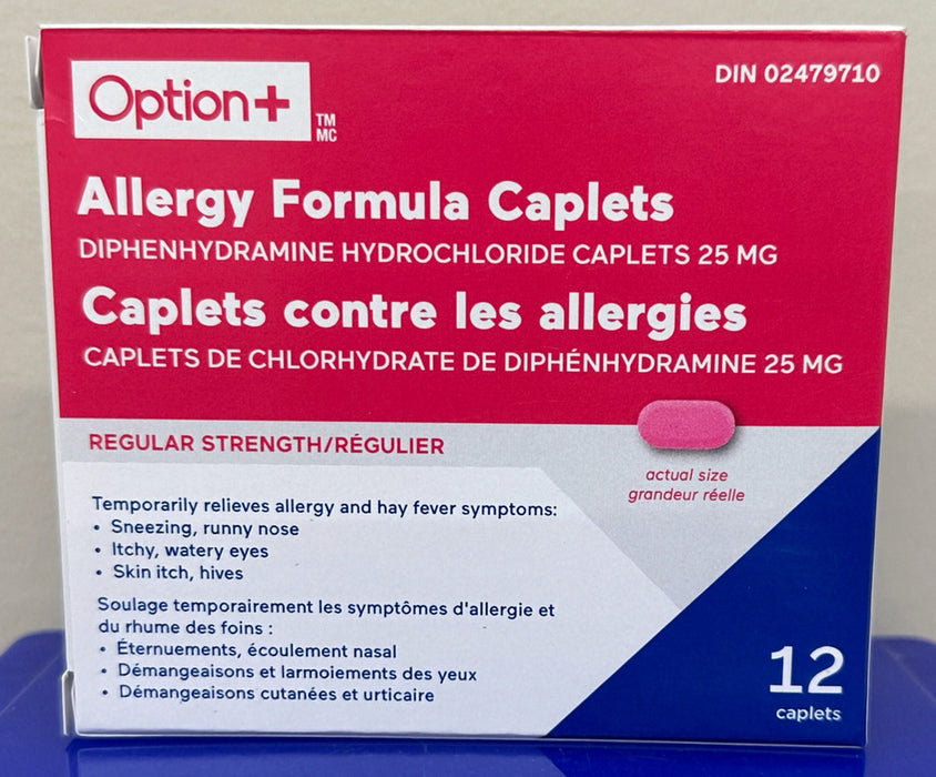OPTION+ ALLERGY DIPHENHYD HYDROCHLORIDE CPLT25MG12