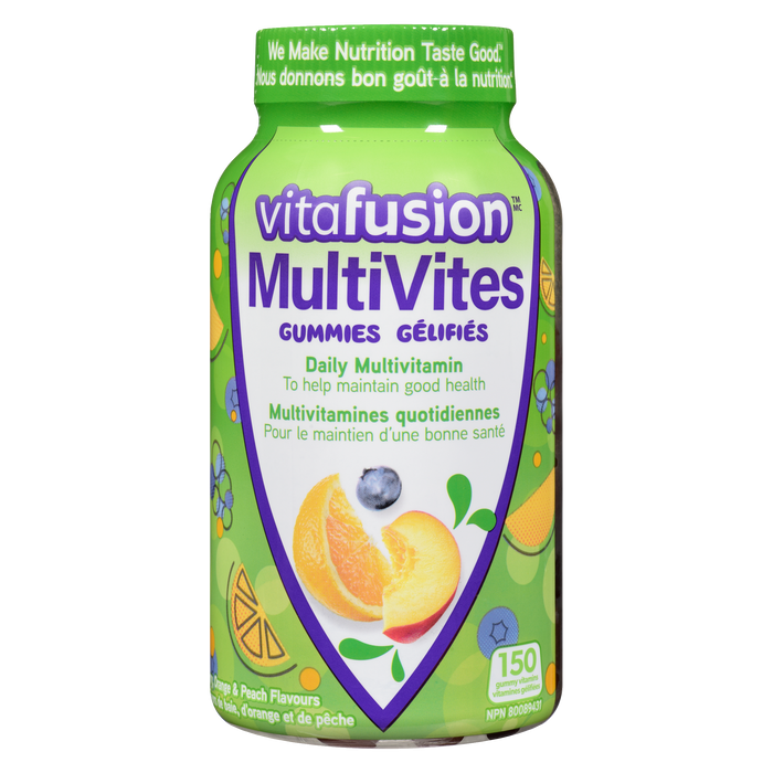 Vitafusion MultiVites Saveur Baies, Orange et Pêche 150 Gélifiés Vitaminés