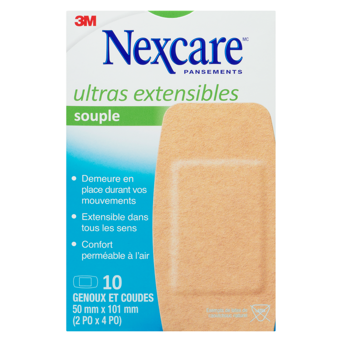 Bandages Nexcare Ultra Stretch Flexible 10 Genou et coude