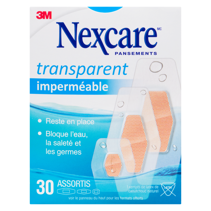 Pansements Nexcare imperméables, 30 unités assorties