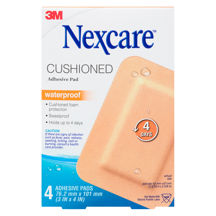 Coussinet adhésif coussiné Nexcare imperméable 4 coussinets adhésifs