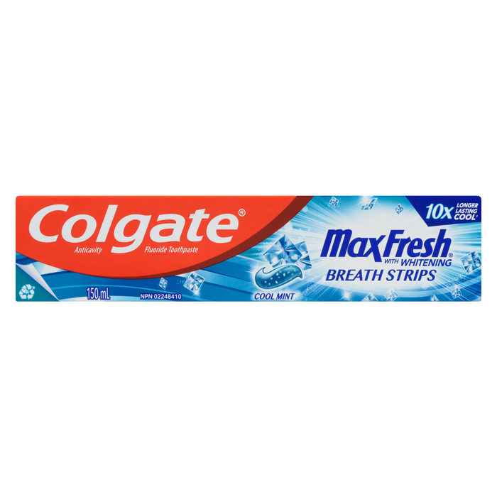 Bandes dentifrice au fluor anti-carie Colgate Max Fresh Menthe fraîche 150 ml