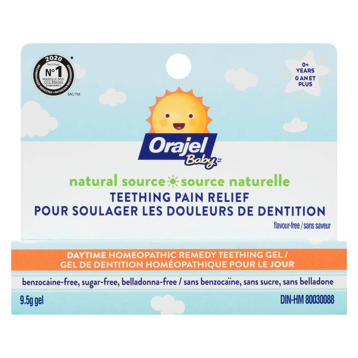 Gel de dentition homéopathique de jour pour bébé Orajel Source naturelle Sans arôme 0+ ans 9,5 g