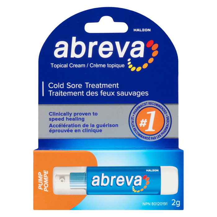 Abreva Cold Sore Treatment Topical Cream Pump 2 g