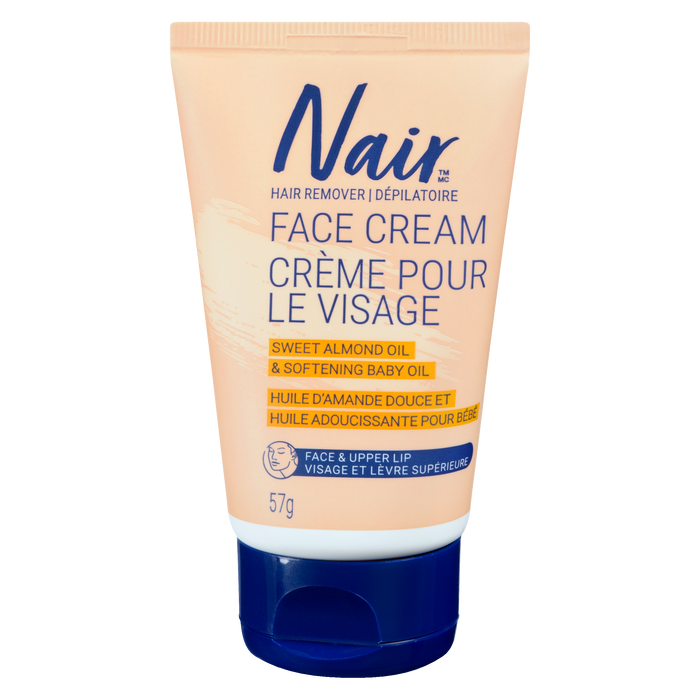 Crème dépilatoire visage Nair à l'huile d'amande douce et à l'huile adoucissante pour bébé visage et lèvre supérieure 57 g