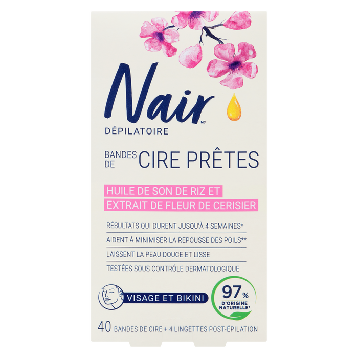 Bandes de cire dépilatoire Nair pour le visage et le bikini