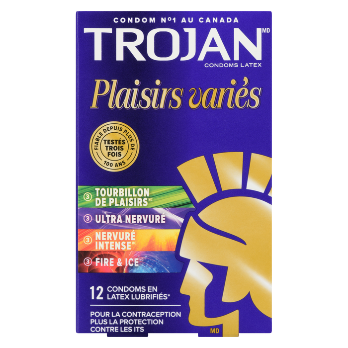 Trojan Pleasure Pack 12 Lubricated Latex Condoms