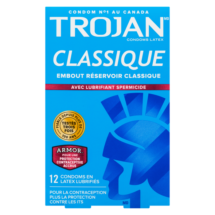 Trojan Classic avec lubrifiant spermicide 12 préservatifs en latex lubrifiés