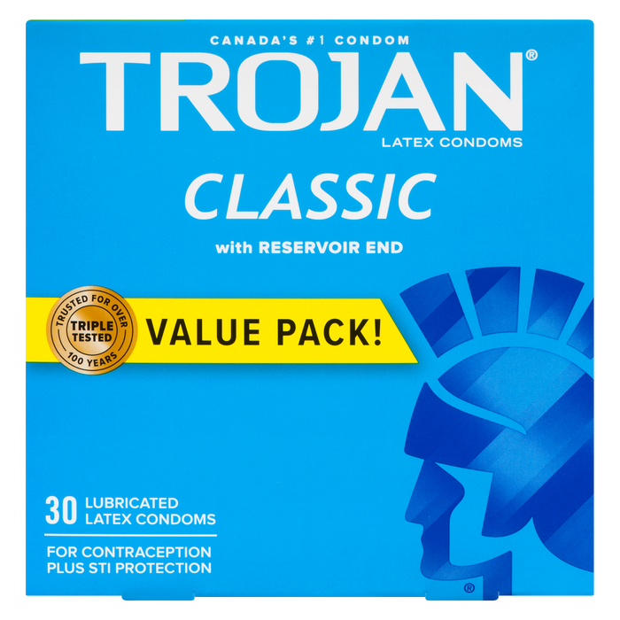 Pack économique Trojan Classic 30 préservatifs en latex lubrifiés