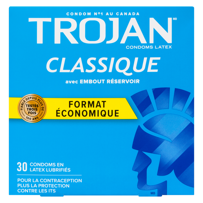 Pack économique Trojan Classic 30 préservatifs en latex lubrifiés