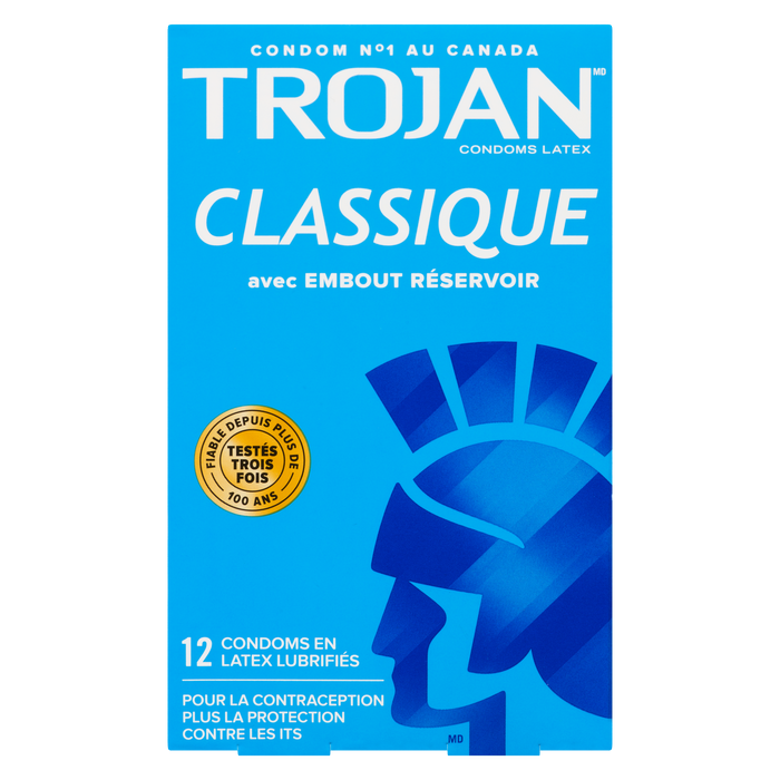 Préservatifs en latex lubrifiés Trojan Classic 12